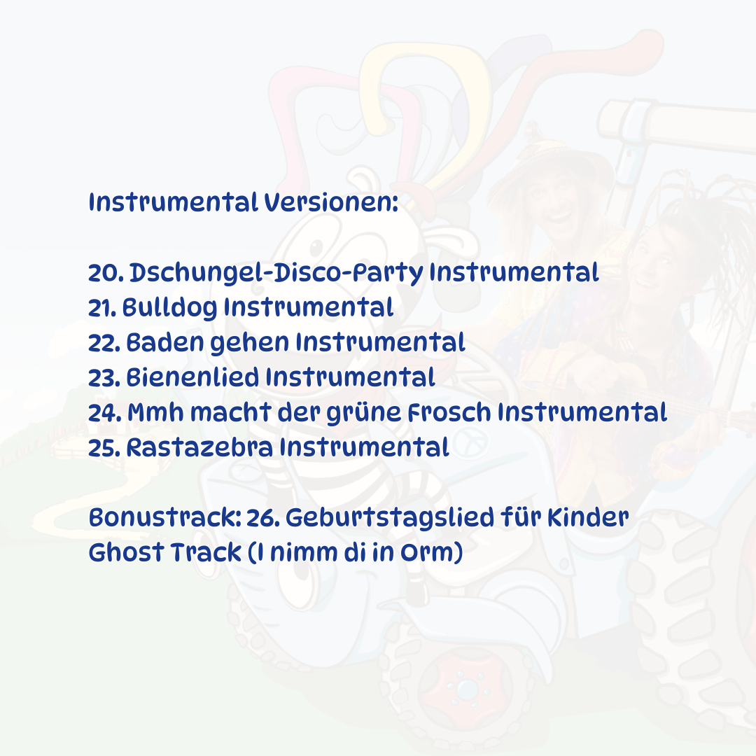 Kinderlieder CD Rastazebra – Mitmachlieder