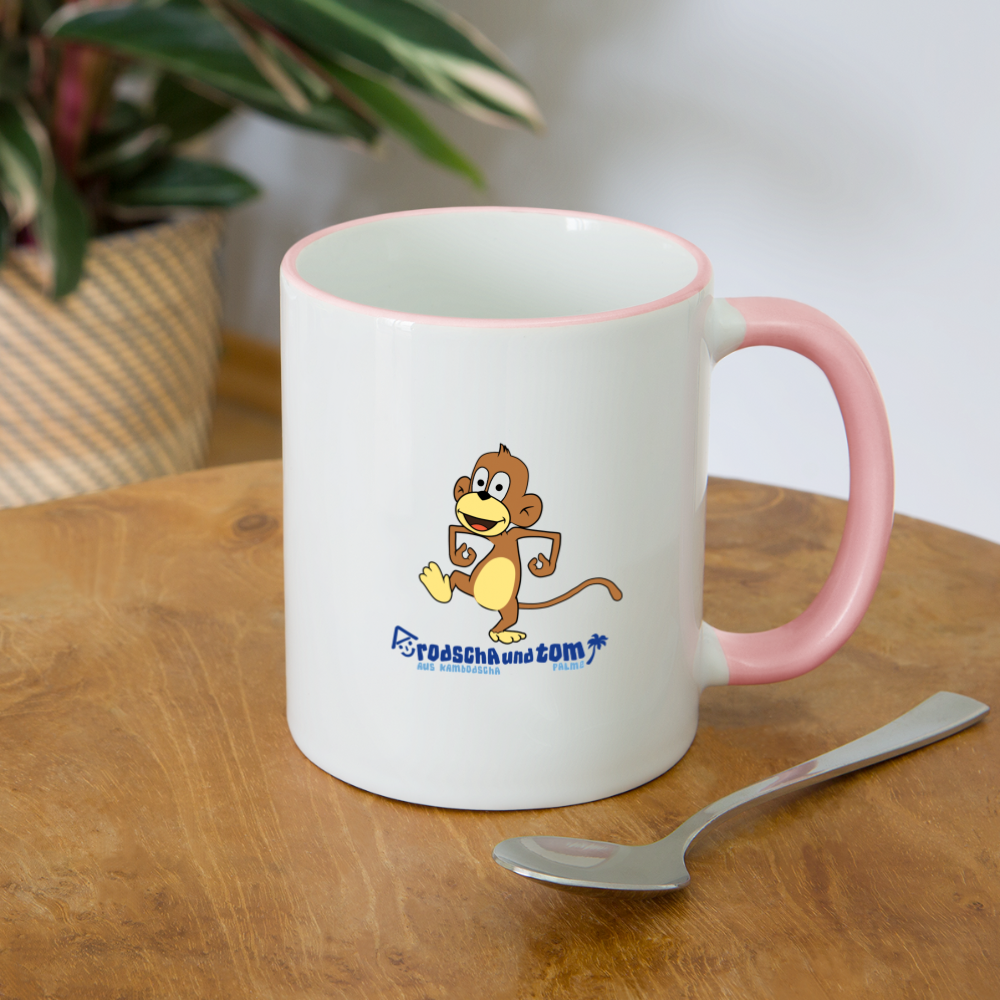 Affe - Kinder Tasse zweifarbig - Weiß/Pink