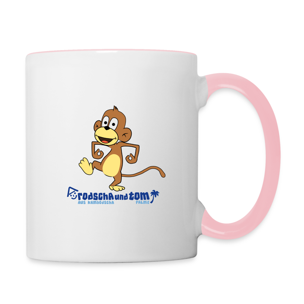 Affe - Kinder Tasse zweifarbig - Weiß/Pink