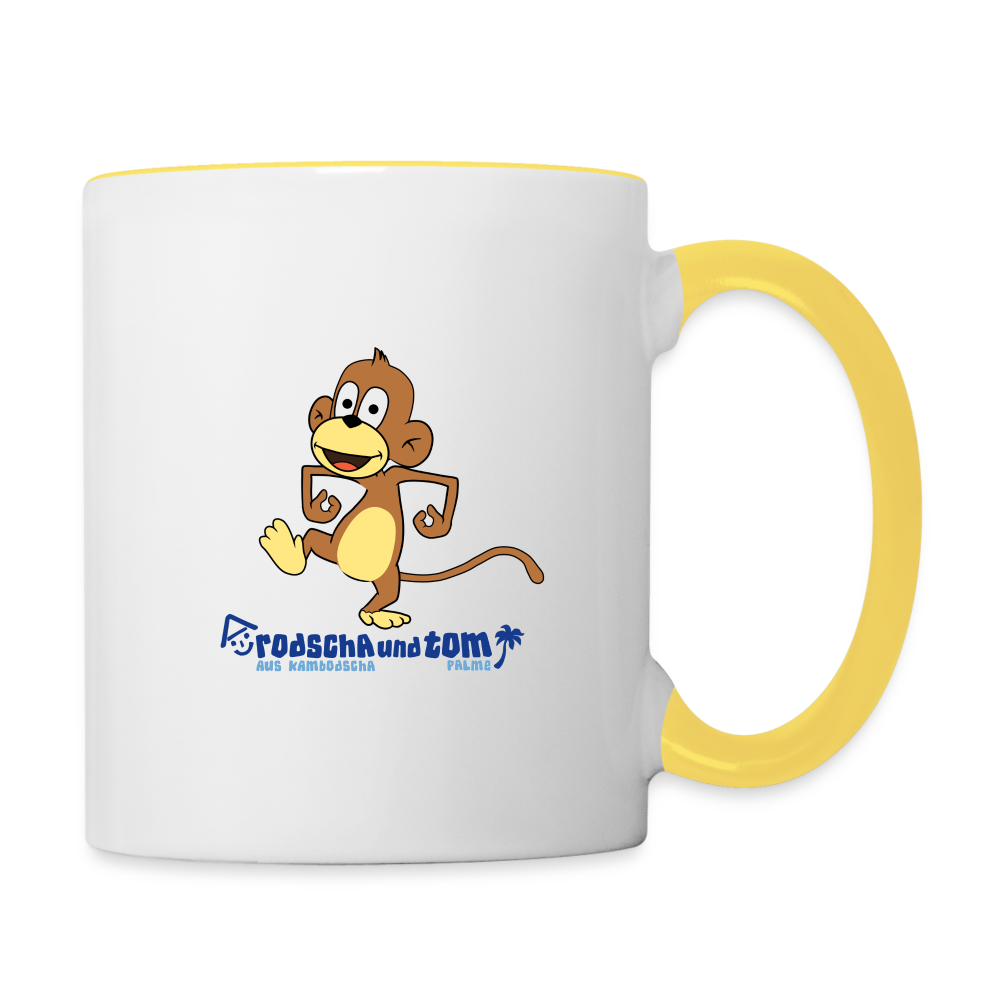 Affe - Kinder Tasse zweifarbig - Weiß/Gelb