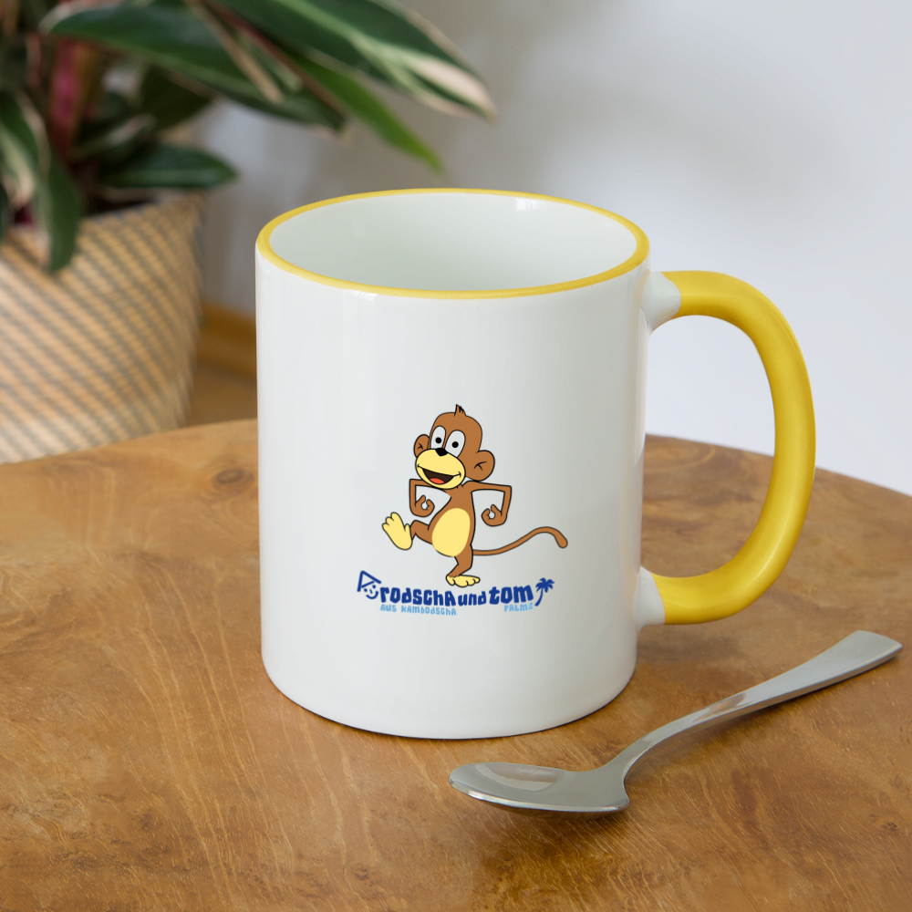 Affe - Kinder Tasse zweifarbig - Weiß/Gelb