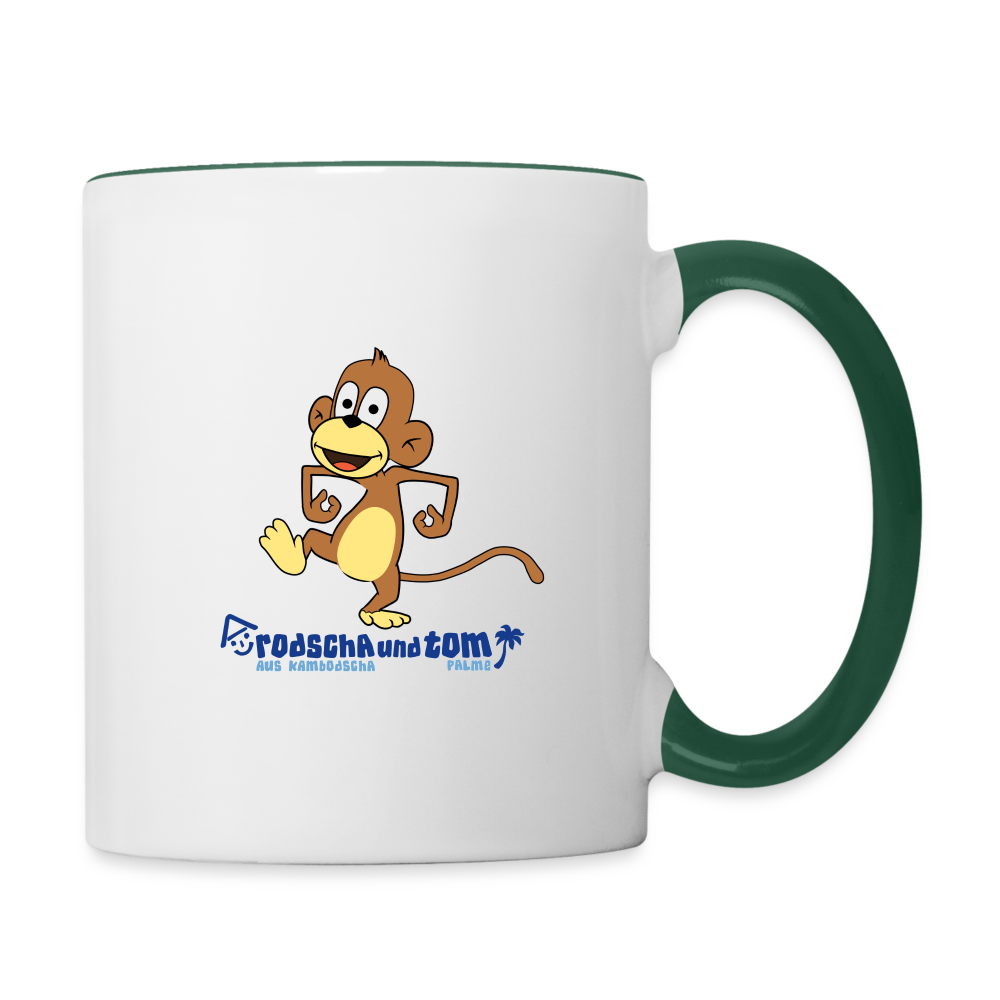 Affe - Kinder Tasse zweifarbig - Weiß/Dunkelgrün