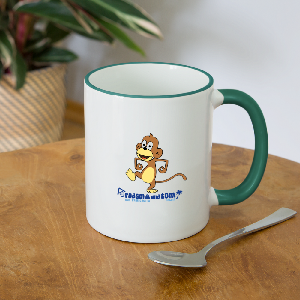 Affe - Kinder Tasse zweifarbig - Weiß/Dunkelgrün