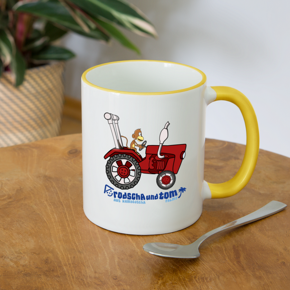 Bulldog - Kinder Tasse zweifarbig - Weiß/Gelb