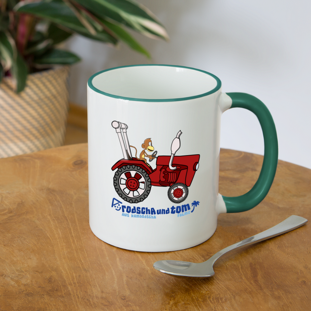 Bulldog - Kinder Tasse zweifarbig - Weiß/Dunkelgrün