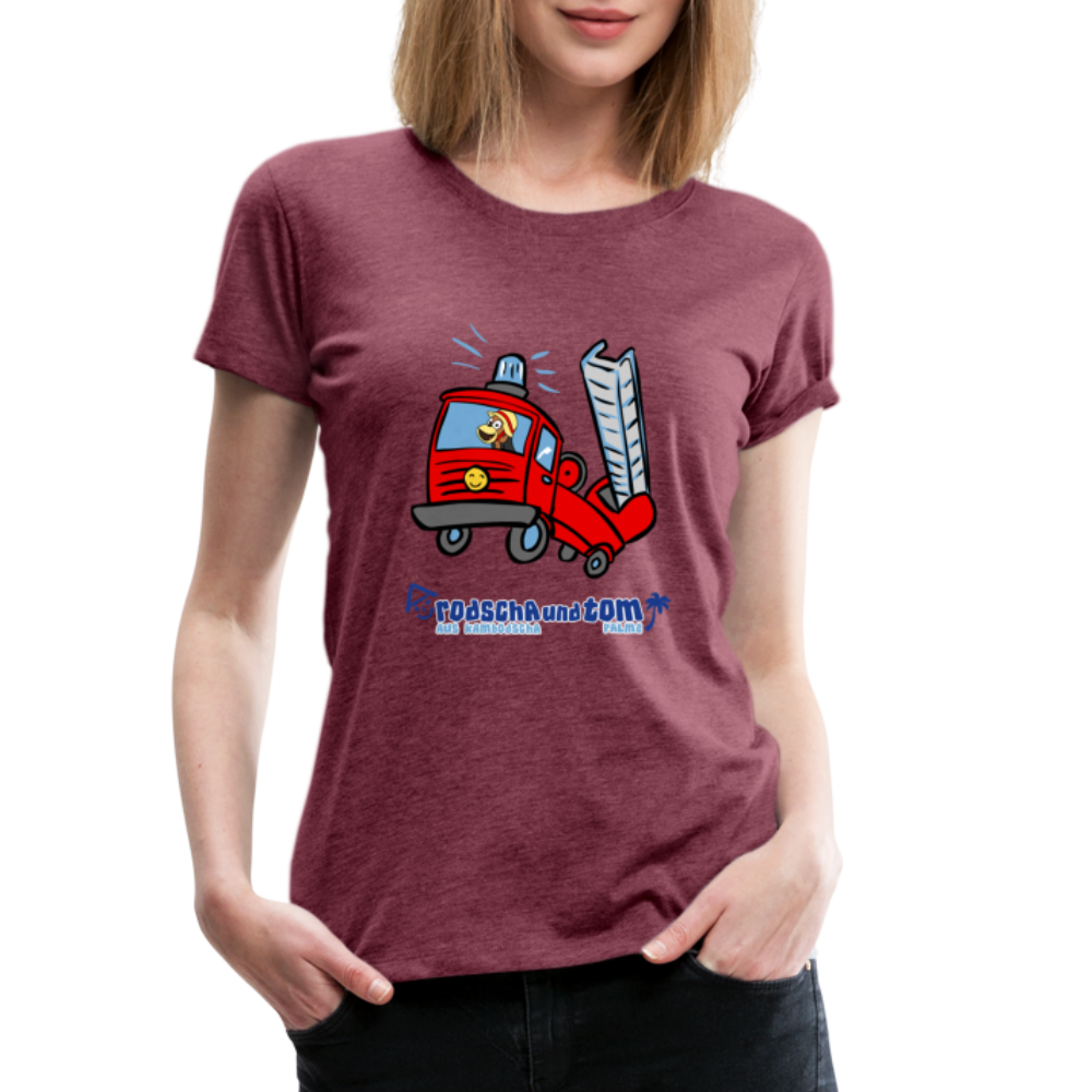 Rodscha und Tom - Feuerwehr - Frauen Premium T-Shirt - Bordeauxrot meliert