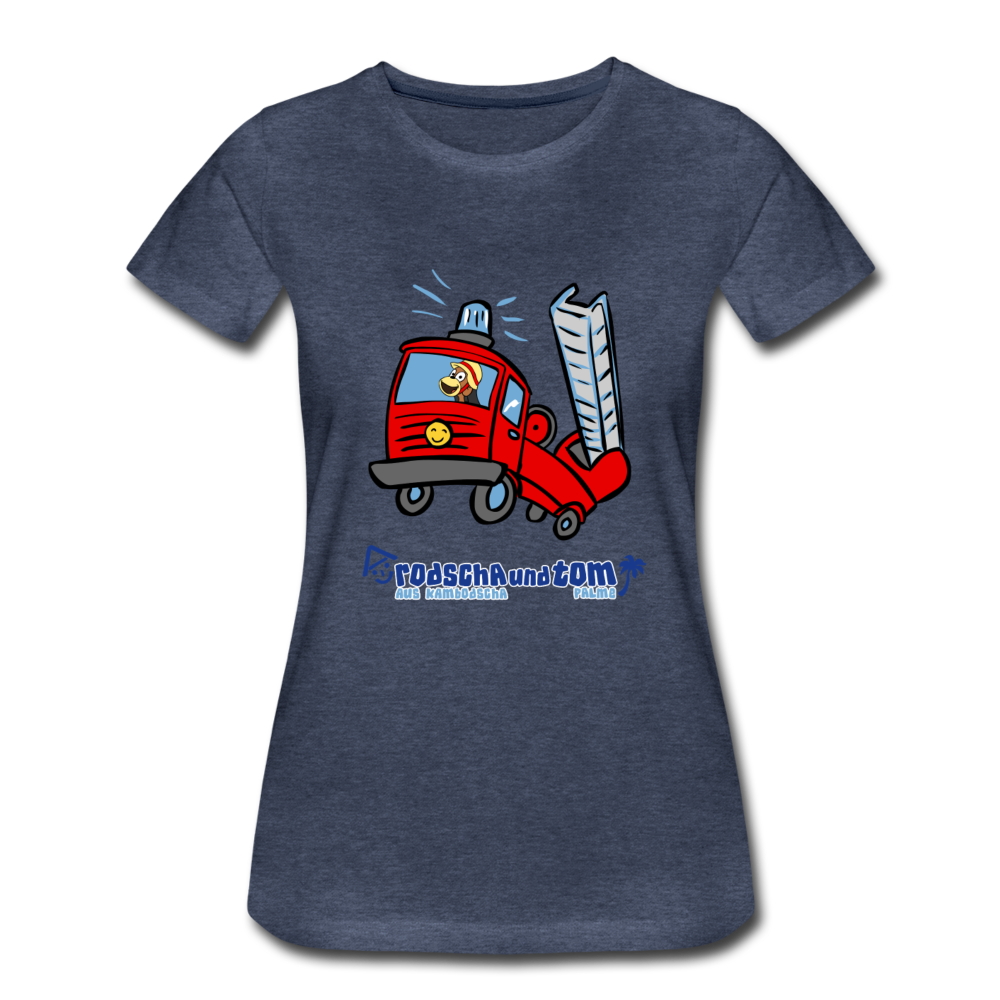Rodscha und Tom - Feuerwehr - Frauen Premium T-Shirt - Blau meliert