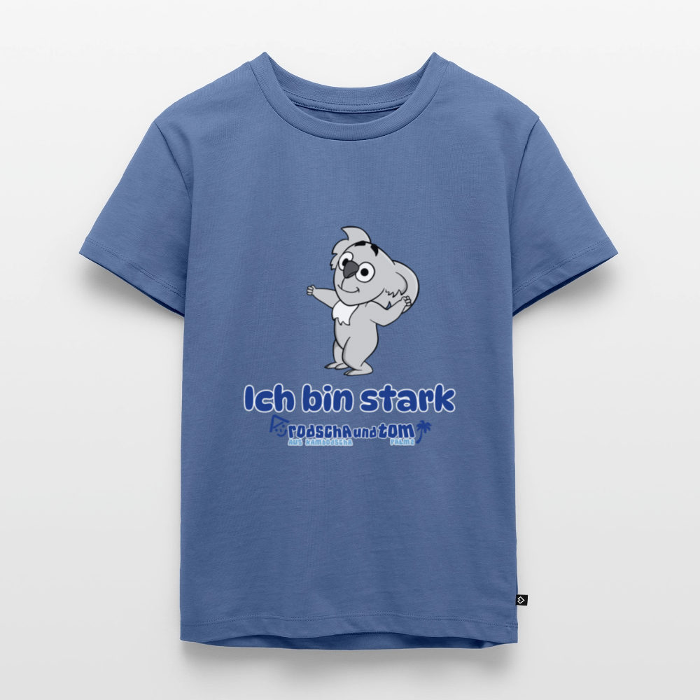 Ich bin stark - Kinder T-Shirt aus Bio-Baumwolle - Taubenblau