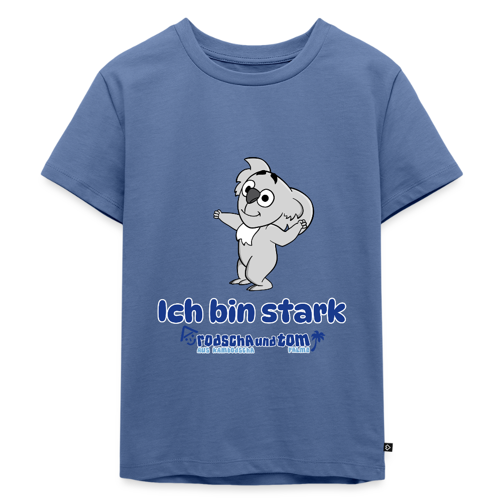 Ich bin stark - Kinder T-Shirt aus Bio-Baumwolle - Taubenblau