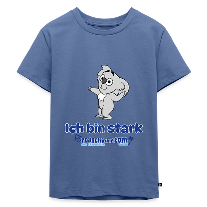Ich bin stark - Kinder T-Shirt aus Bio-Baumwolle - Taubenblau