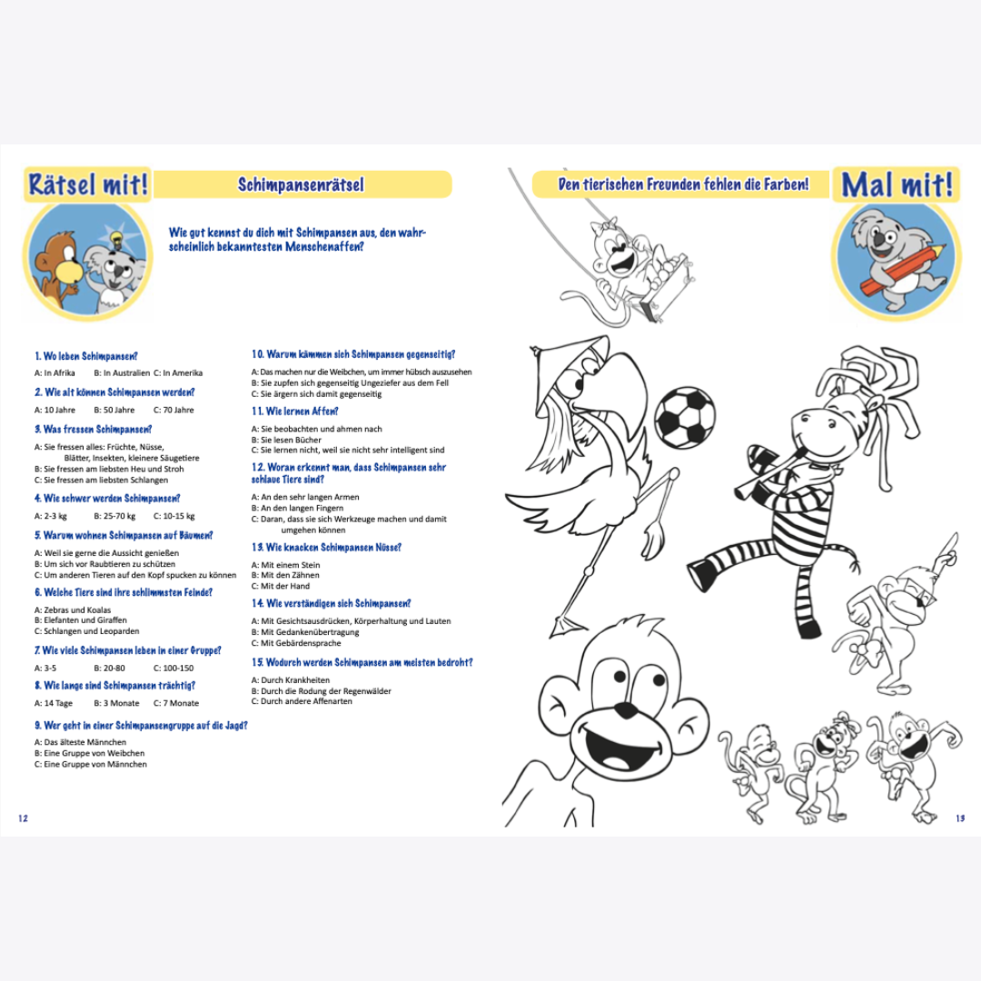 Mitmachbuch für Kinder ab 3 Jahren zum Affen in Afrika | 24 Seiten | gebundene Ausgabe