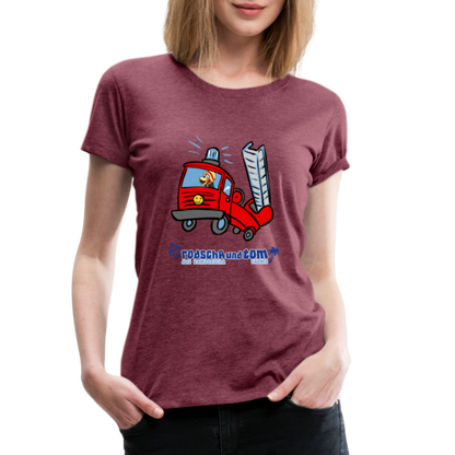 Rodscha und Tom - Feuerwehr - Frauen Premium T-Shirt - Bordeauxrot meliert