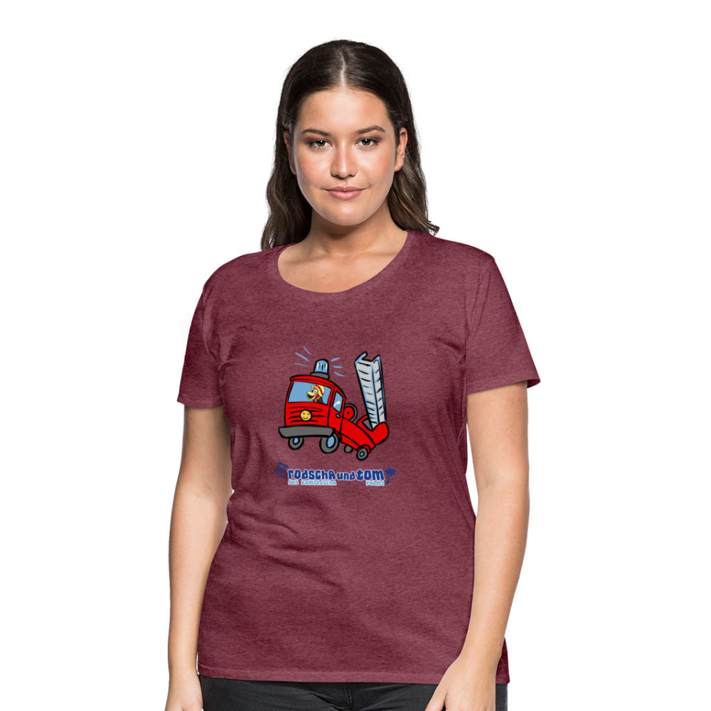 Rodscha und Tom - Feuerwehr - Frauen Premium T-Shirt - Bordeauxrot meliert