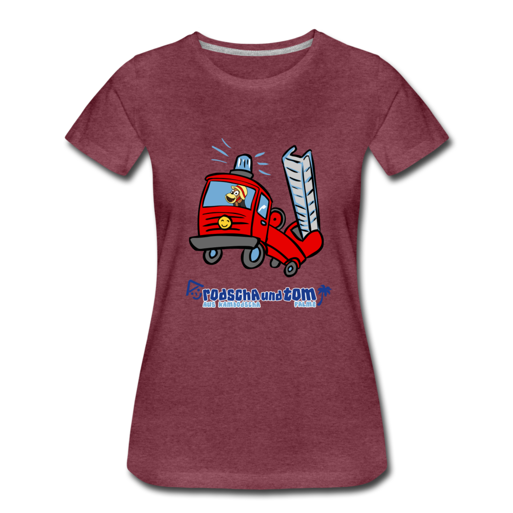 Rodscha und Tom - Feuerwehr - Frauen Premium T-Shirt - Bordeauxrot meliert