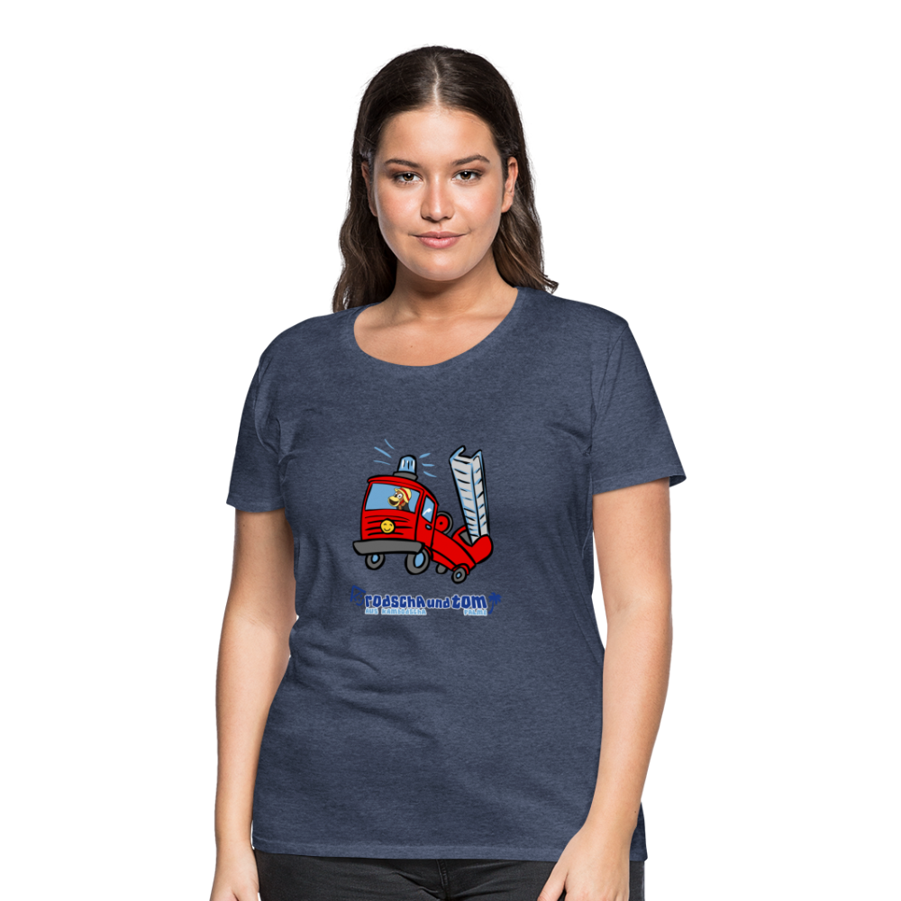 Rodscha und Tom - Feuerwehr - Frauen Premium T-Shirt - Blau meliert