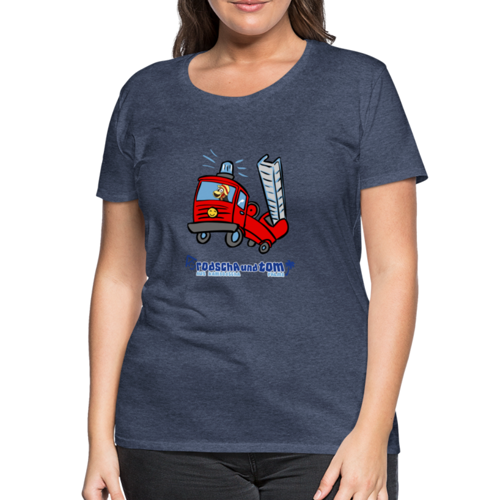 Rodscha und Tom - Feuerwehr - Frauen Premium T-Shirt - Blau meliert